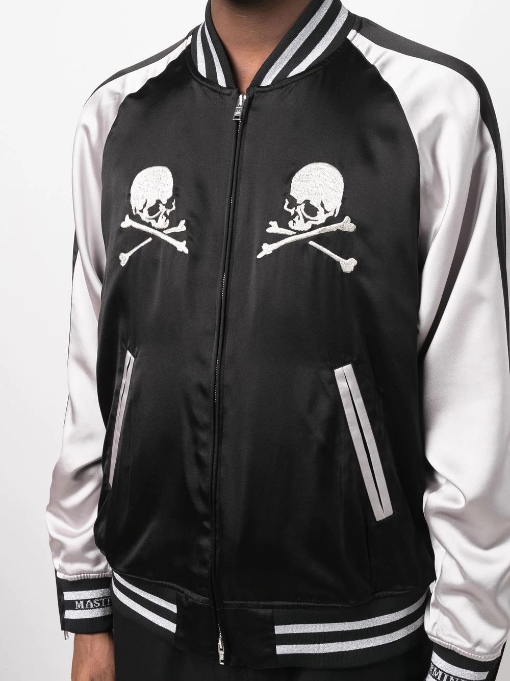 skull-embroidered silk bomber jacket - 5