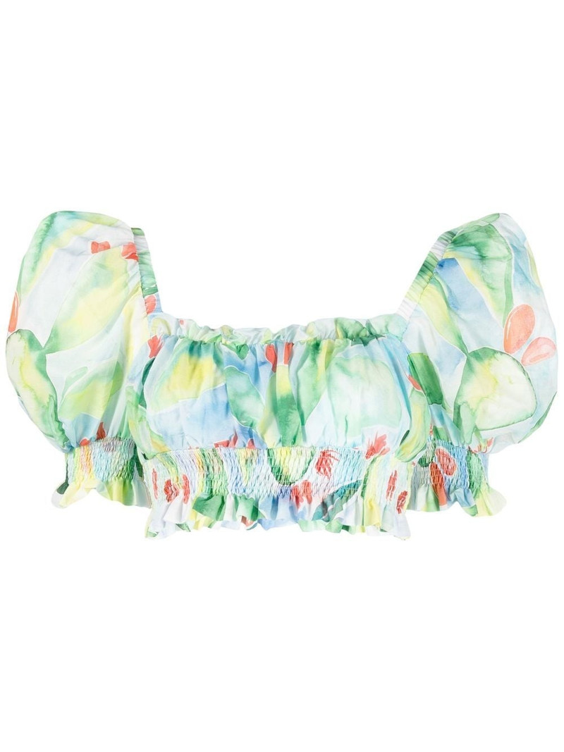 graphic-print ruffled crop top 1