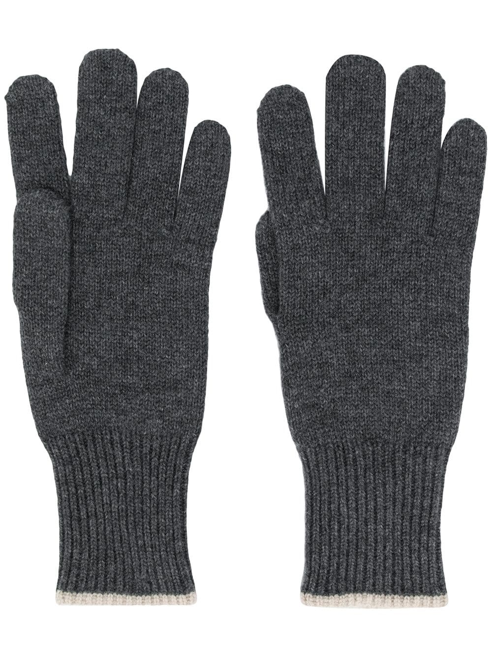 contrast-trimmed cashmere gloves - 1