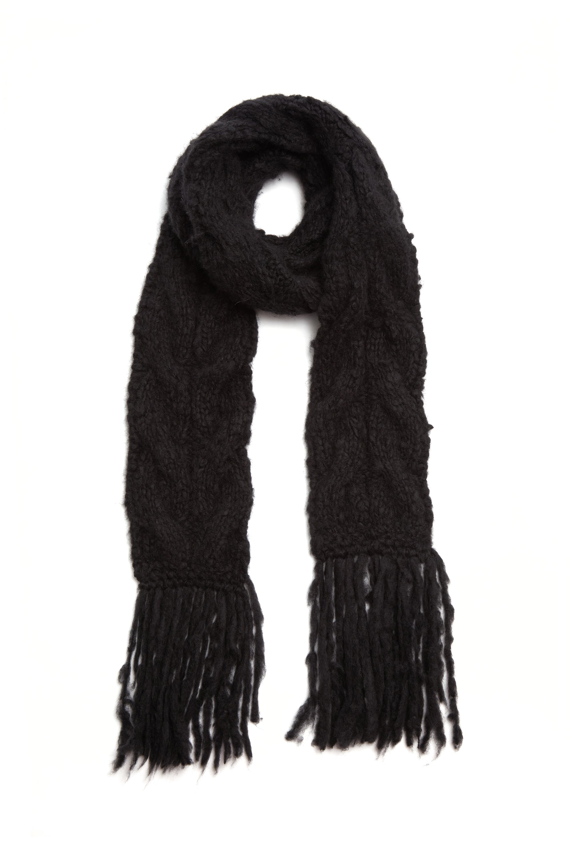 Serena Scarf in Black Welfat Cashmere - 1