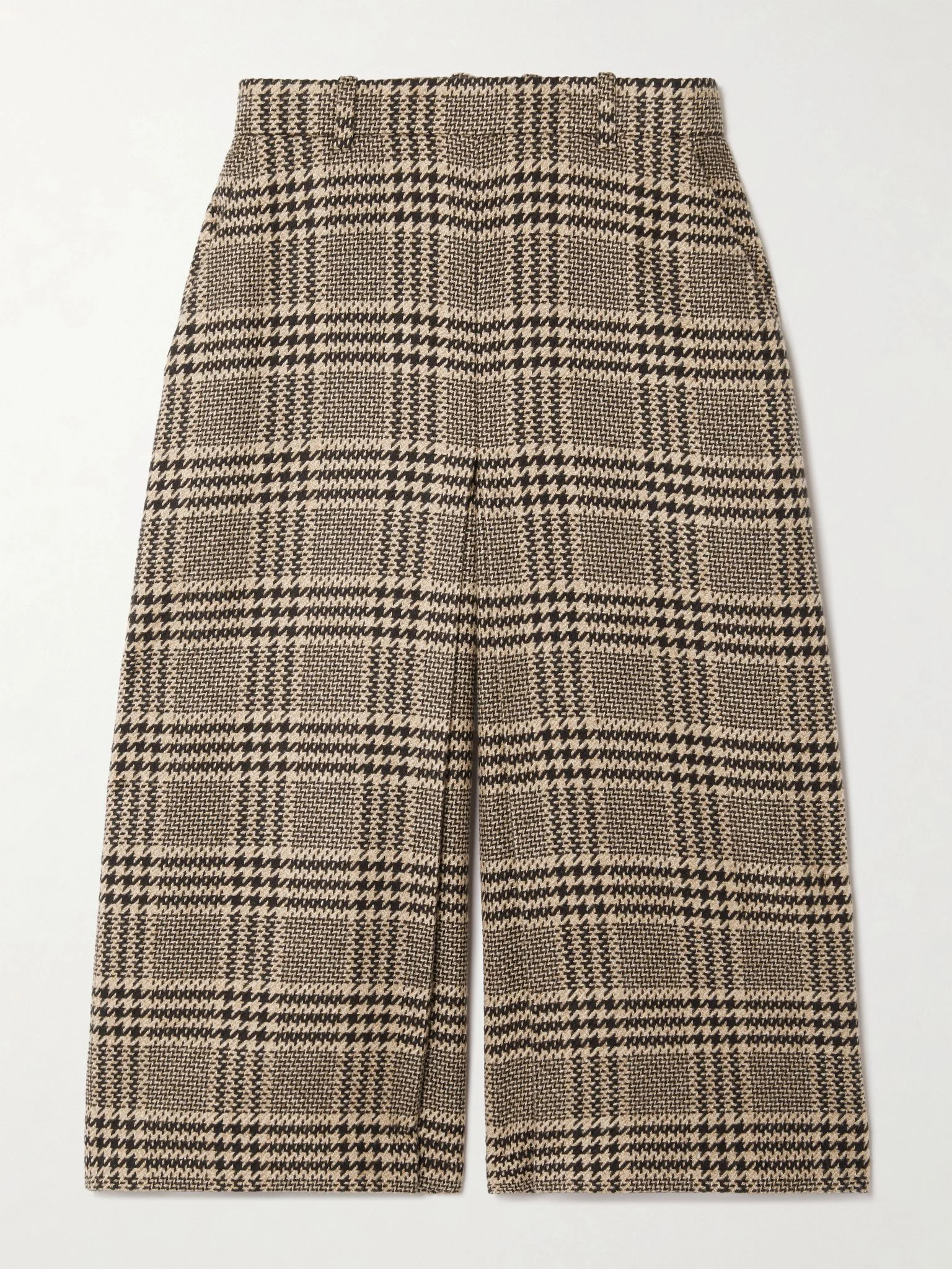 Prince of Wales silk and cashmere-blend tweed wide-leg shorts Brown - 1