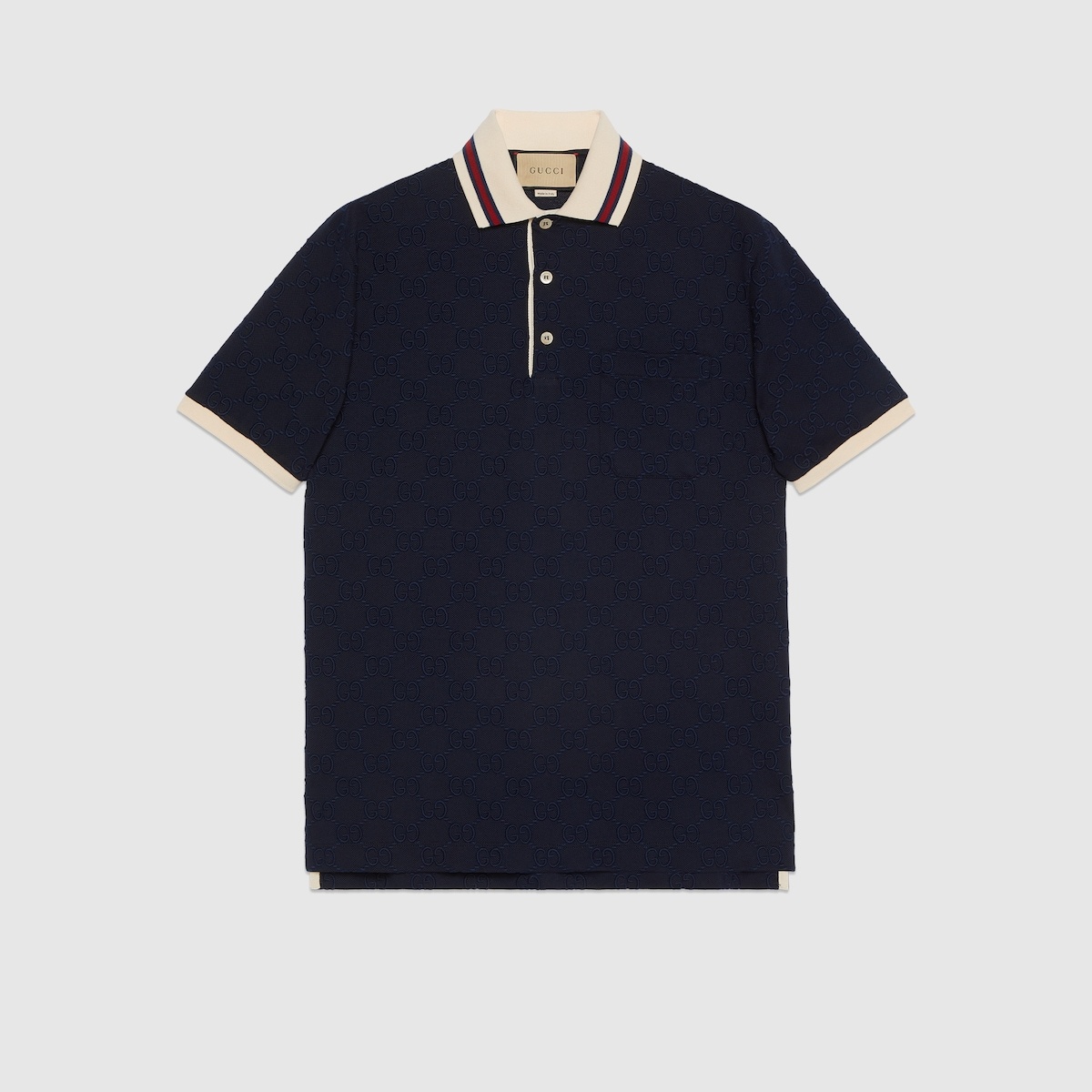 Cotton polo shirt with GG embroidery - 1