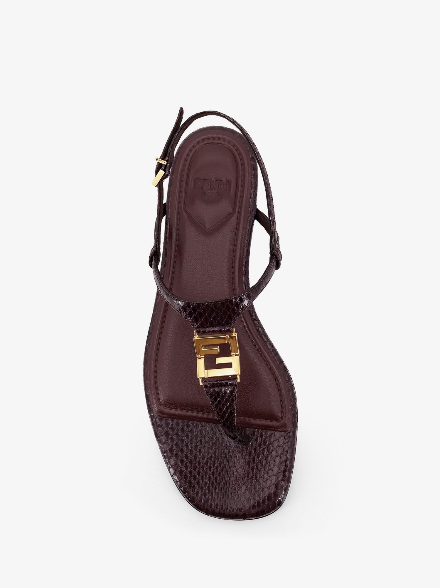 サンダル・ミュール FENDI Fold leather sandals with reptile effect FENDI Fendi Fold Leather Sandals With Reptile Effect
