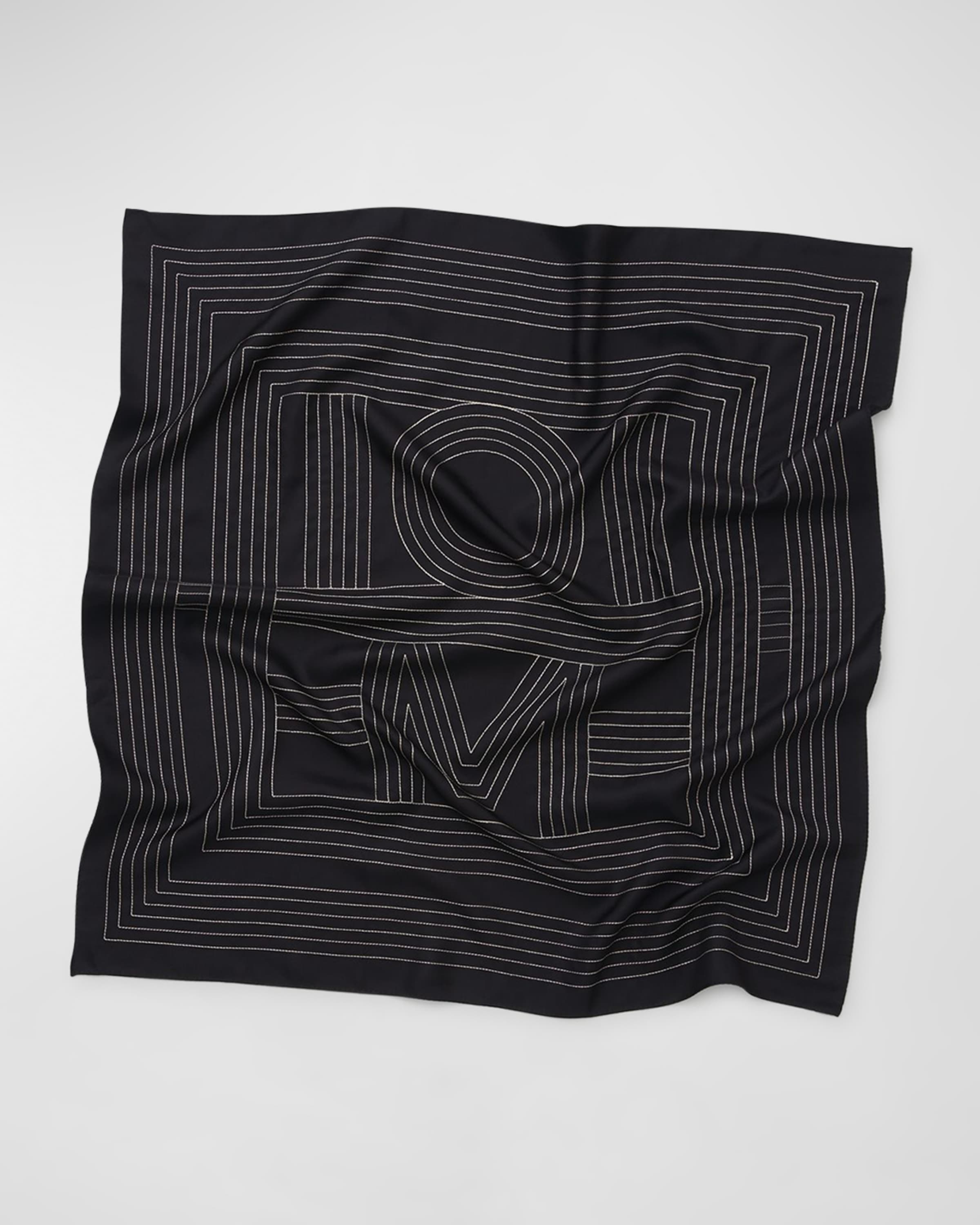 Striped Monogram Cotton-Silk Square Scarf - 2