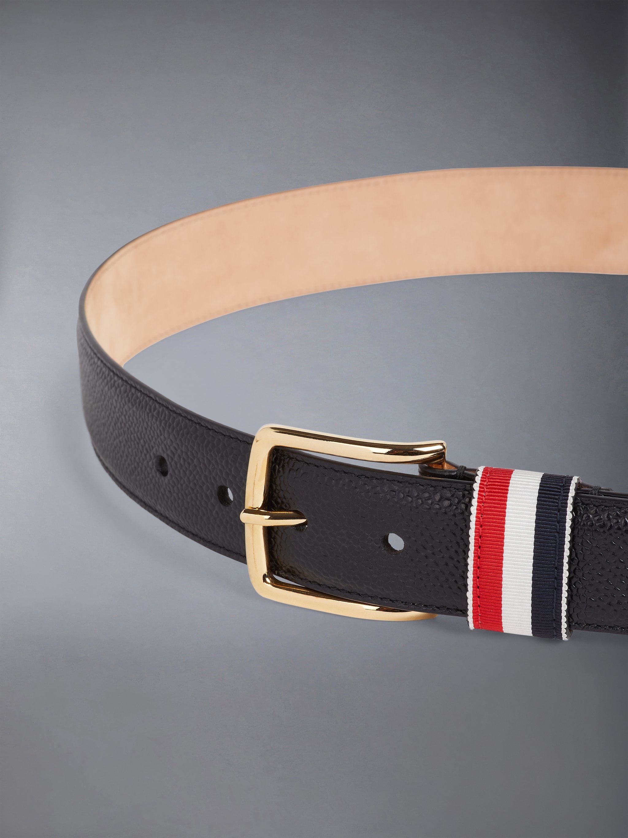 PEBBLE GRAIN STRIPED LOOP 35MM BELT - 2