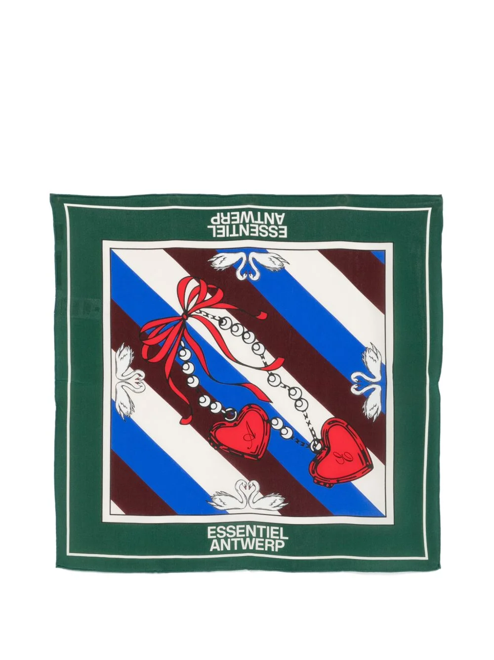 swan-print silk scarf - 1