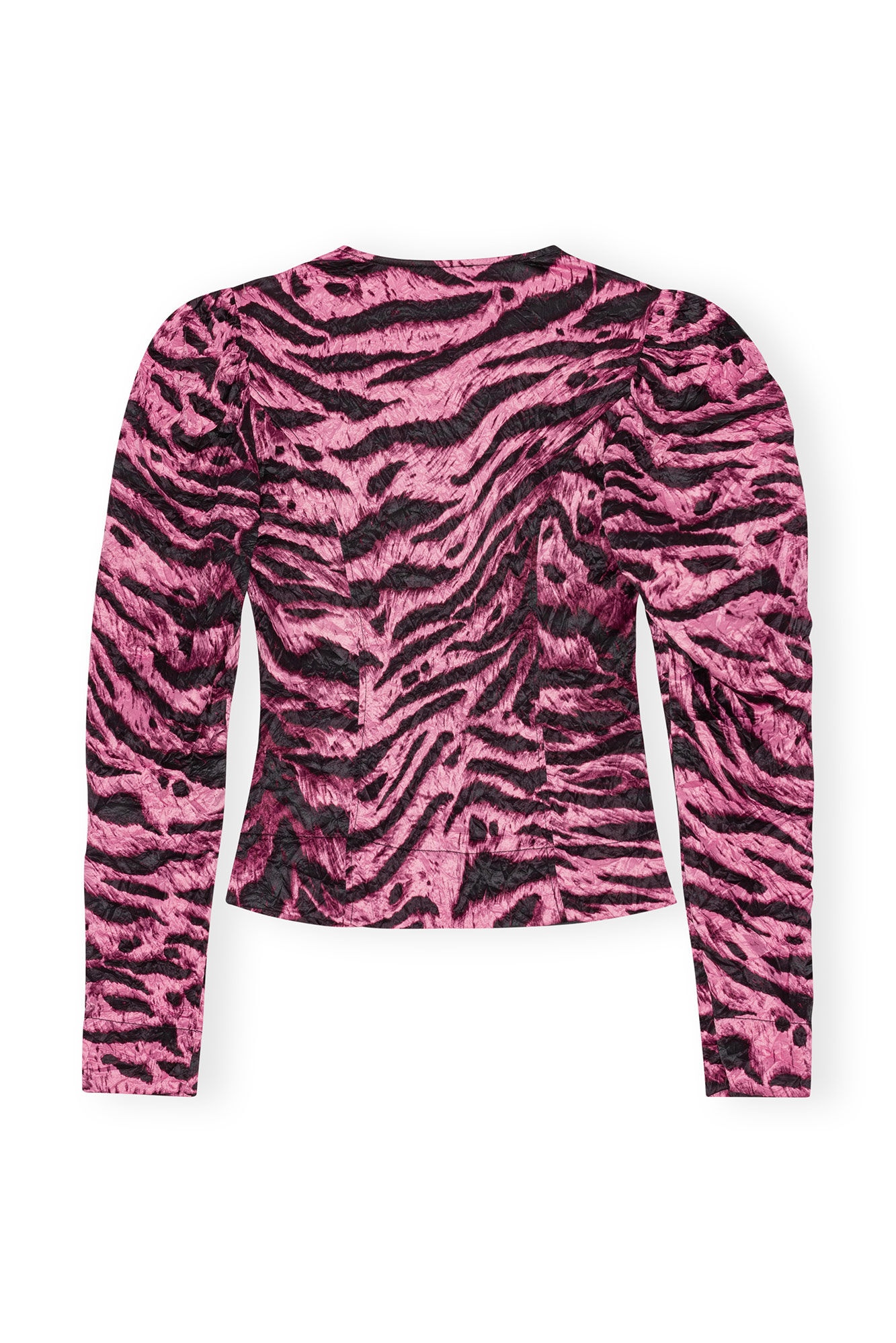 ANIMAL PRINTED CRINKLED SATIN V-NECK BLOUSE - 2