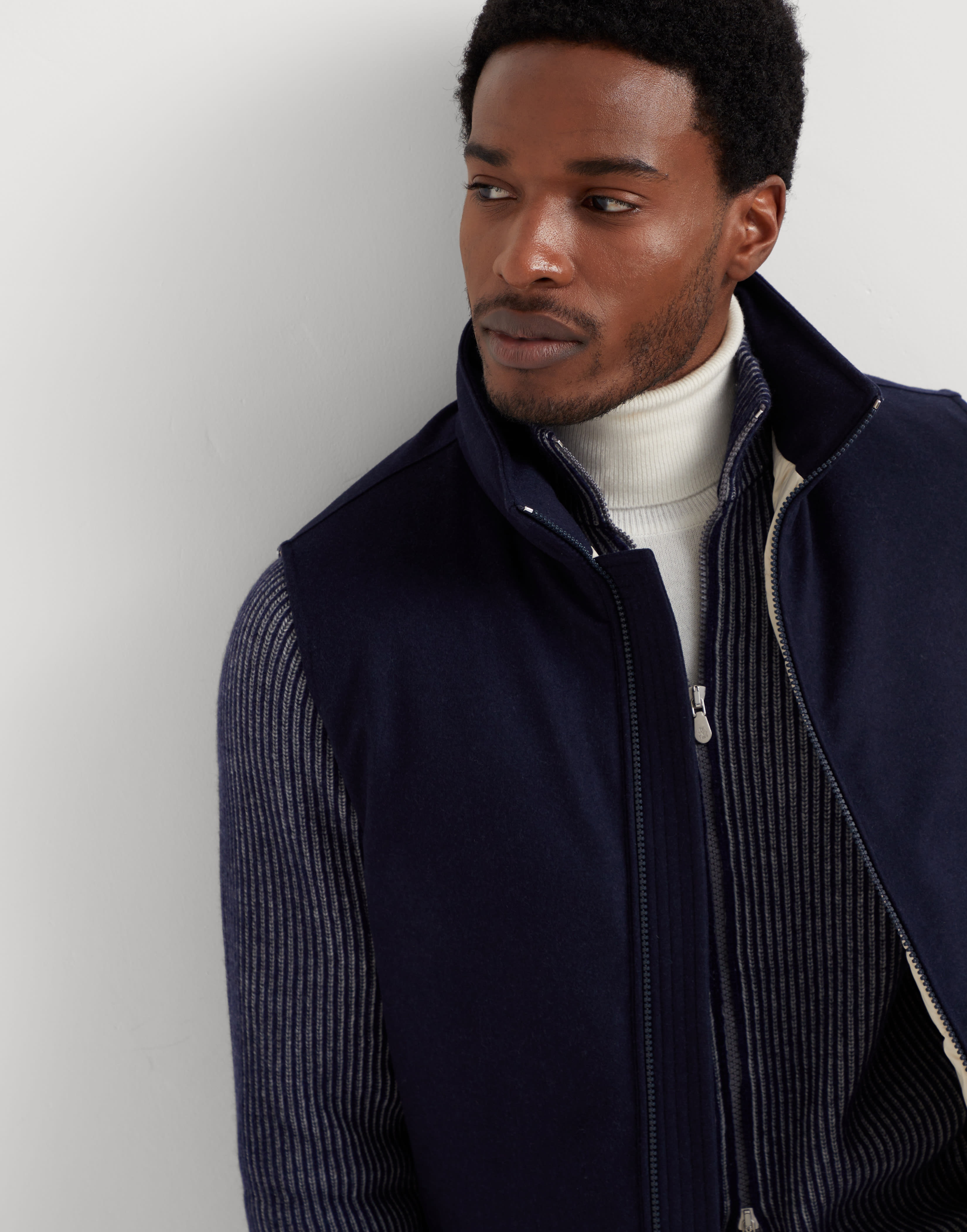Bonded wool flannel down vest - 3