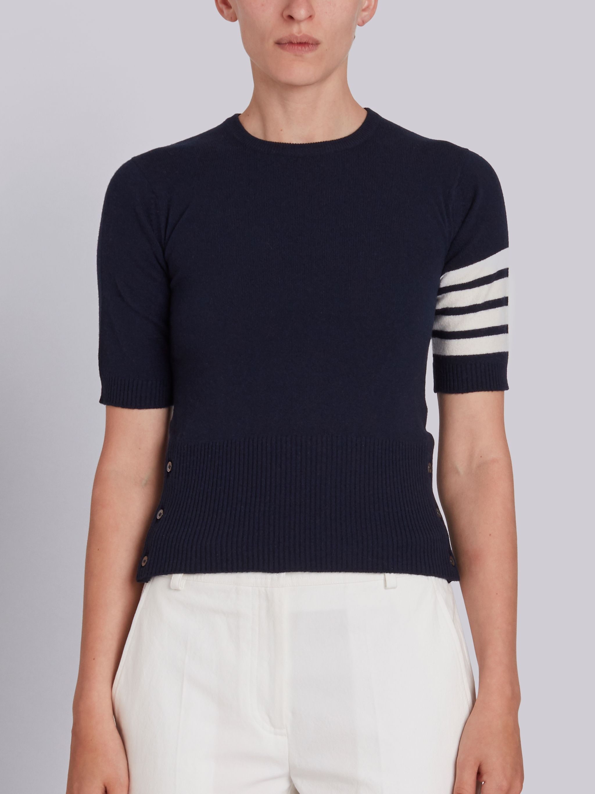 Cashmere Stripe Detail Sweater - 1