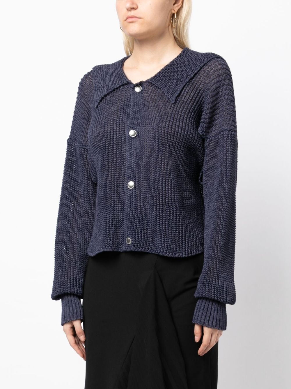 slit-detail cotton cardigan - 3
