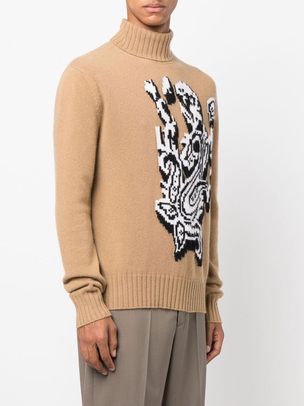 pixelated-graphic jacquard wool  jumper - 3