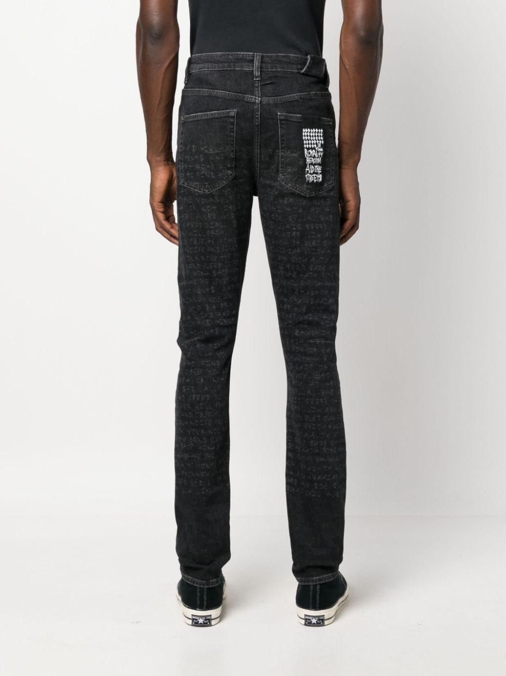 text-print mid-rise tapered jeans - 4