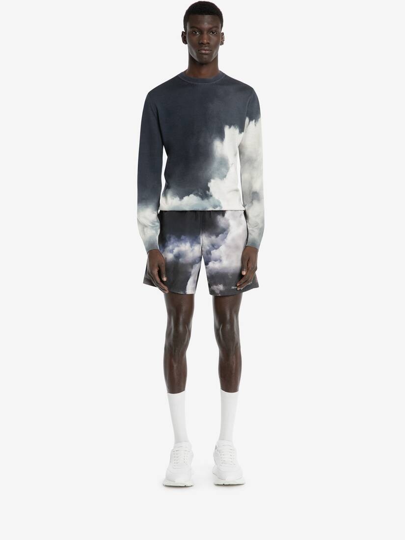 Engineered Storm Sky Print Swim Shorts in Midnight Blue/light Grey - 2