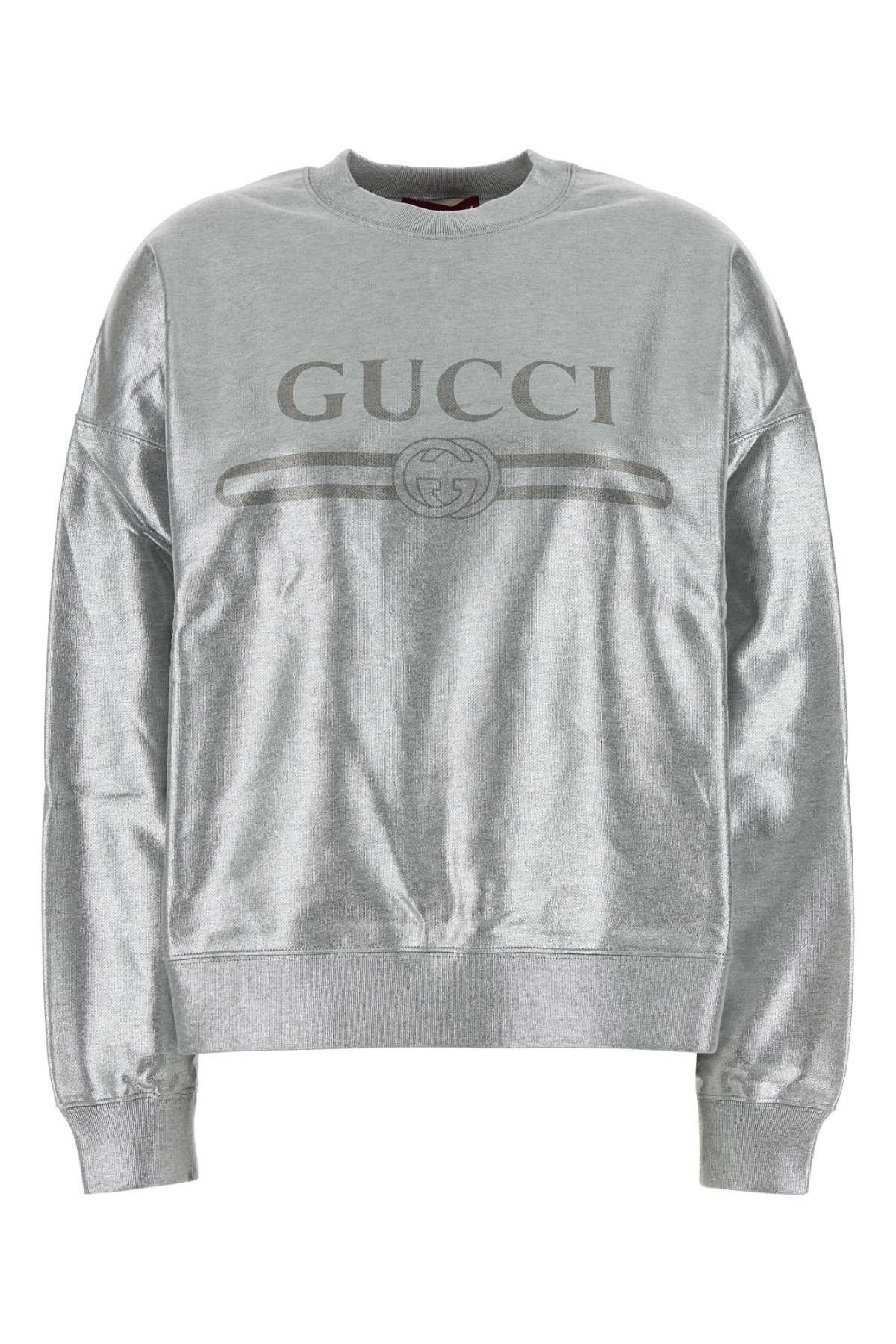 Gucci Women Silver Cotton Sweatshirt - 1