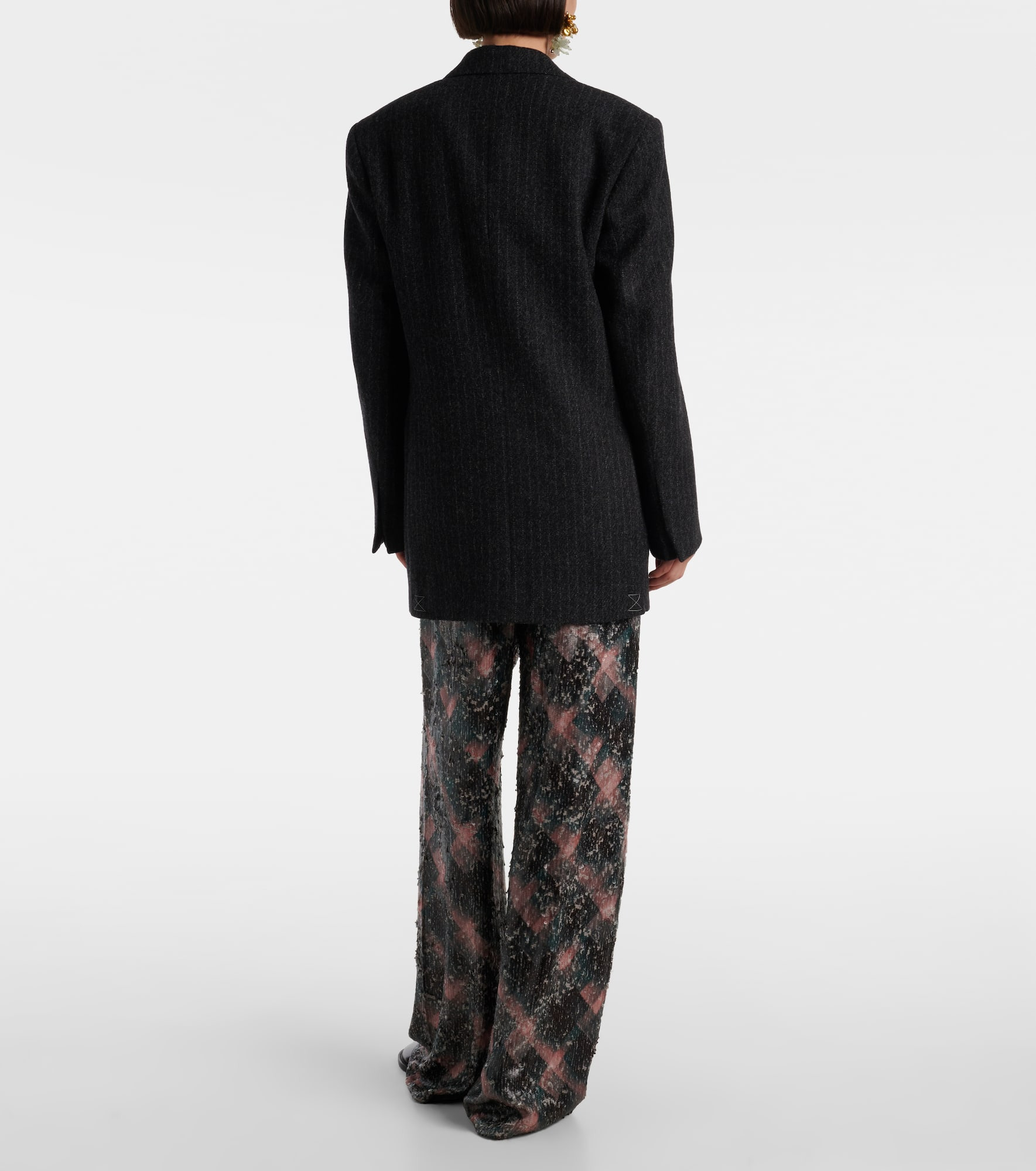 Pinstripe wool blazer - 3