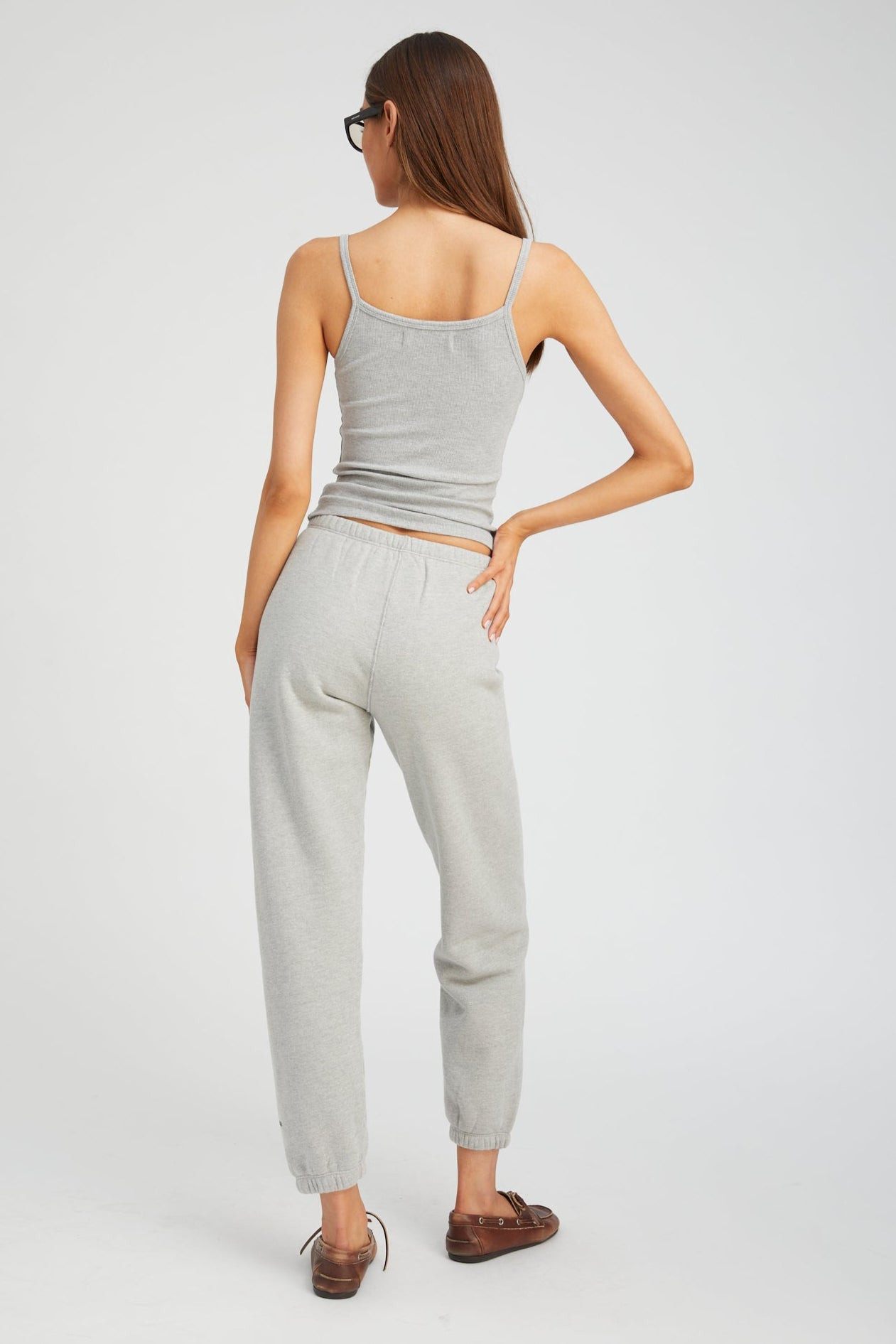 HEATHER GREY RIB V NECK TANK - 4