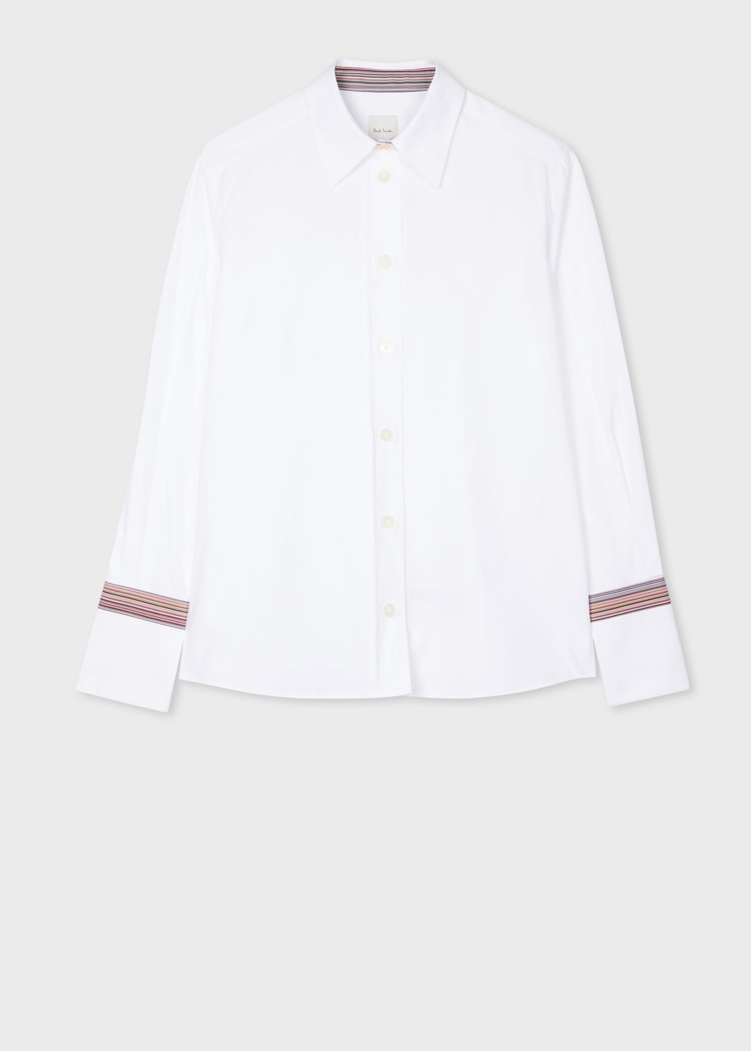 White 'Signature Stripe' Cuff Shirt - 1
