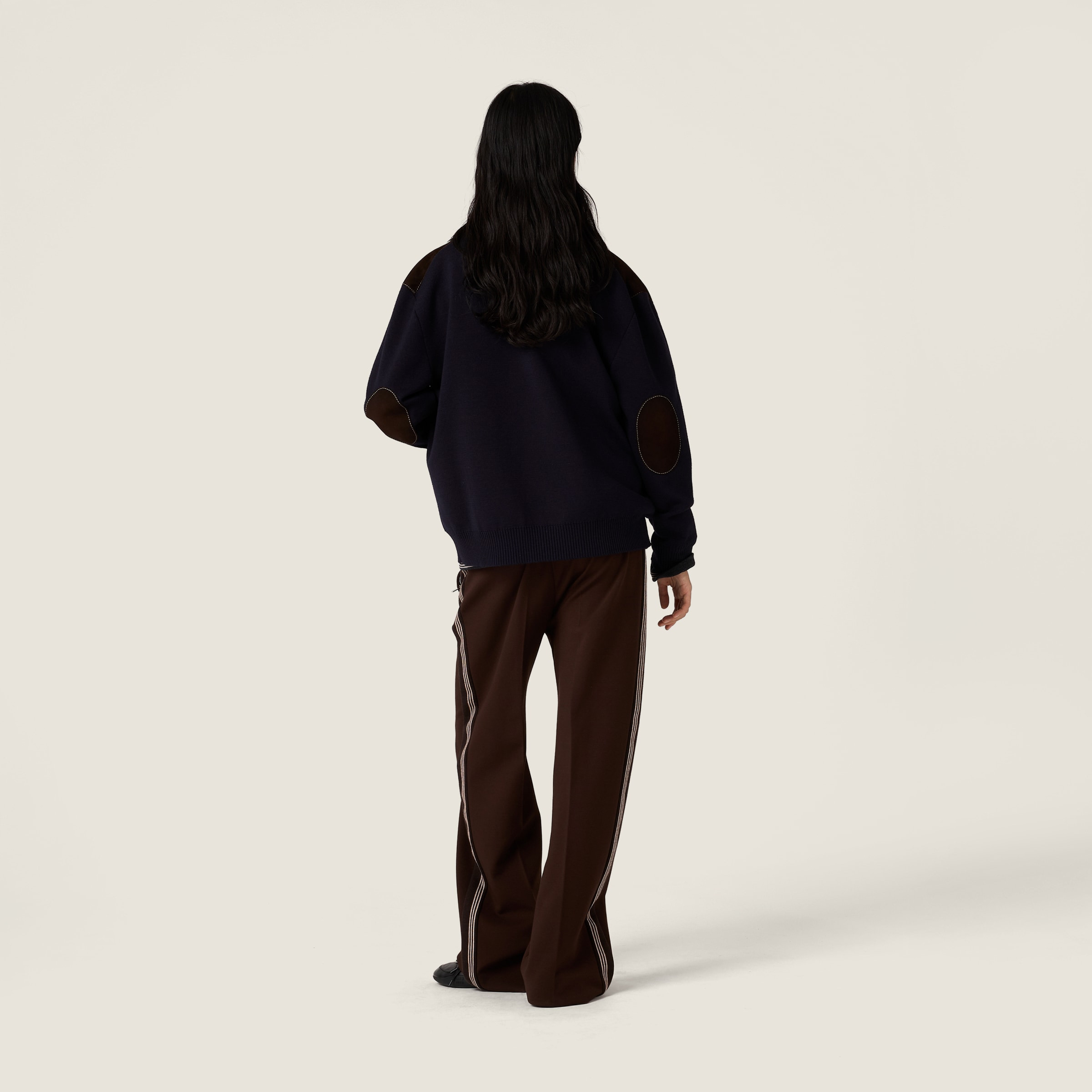 Wool and leather zipper cardigan - 3