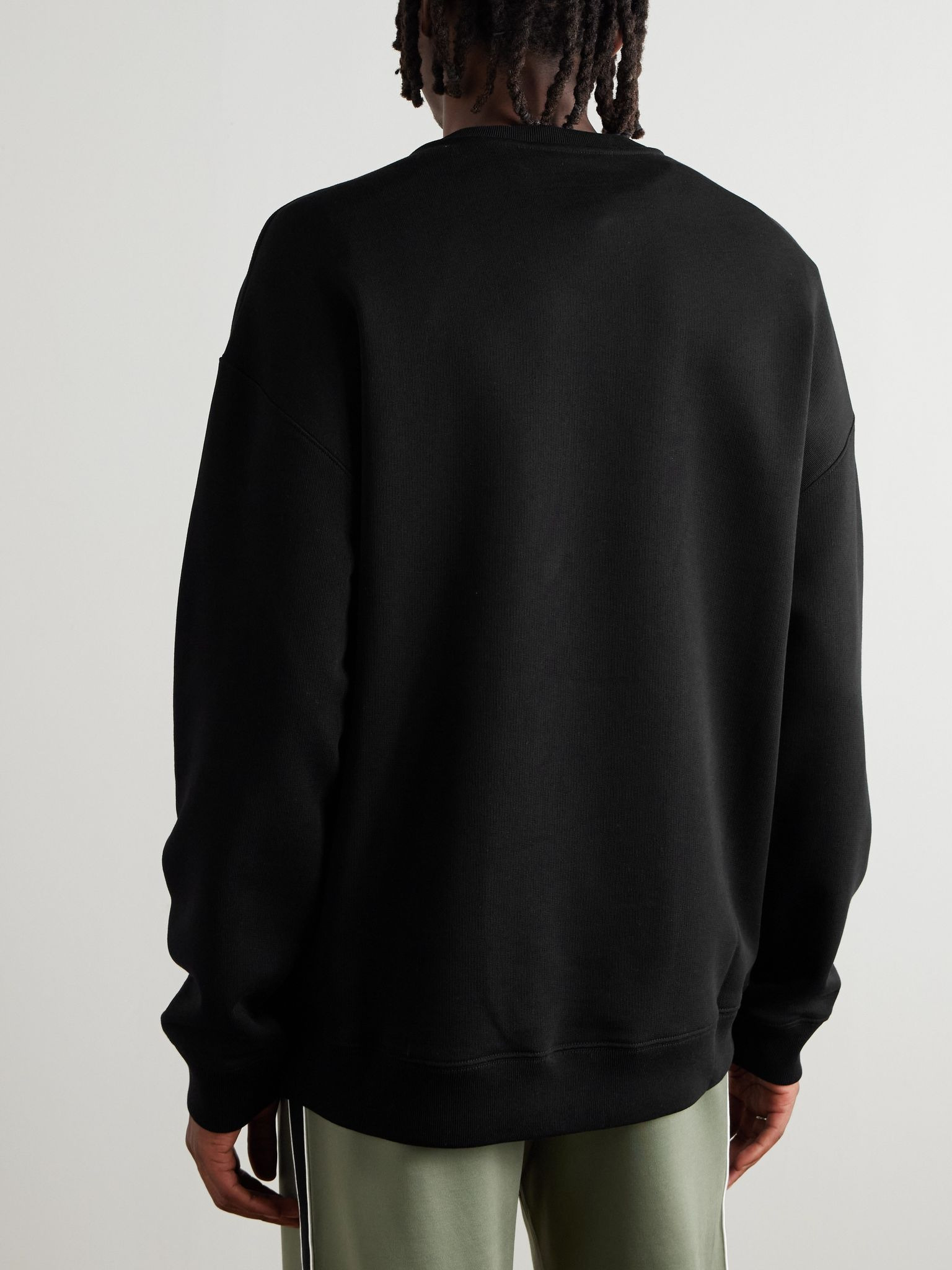 Logo-Embroidered Cotton-Jersey Sweatshirt Black - 3
