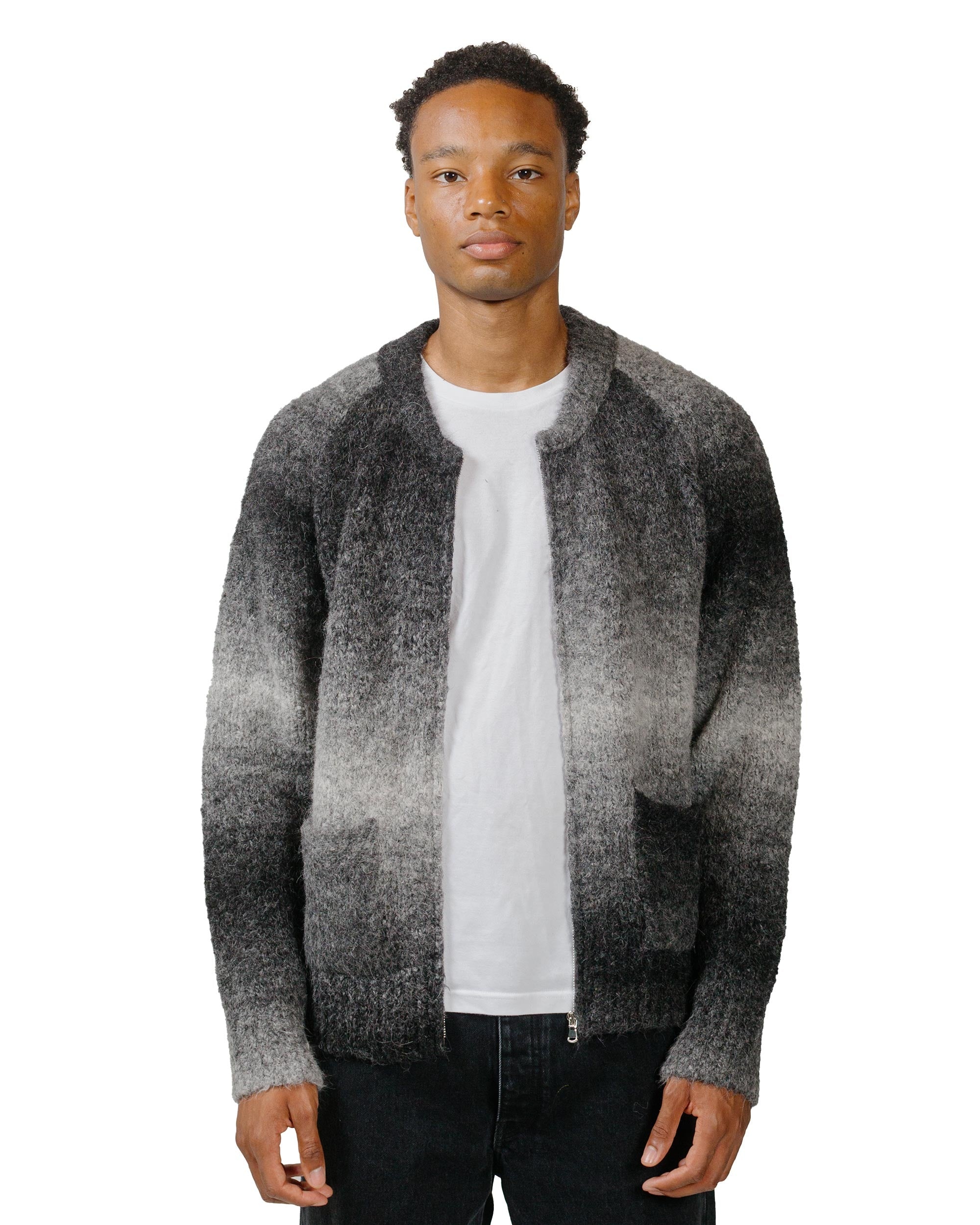 Ombre Zip Cardigan Black - 2
