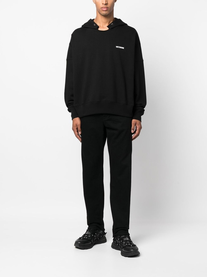 We11done logo-print cotton hoodie outlook