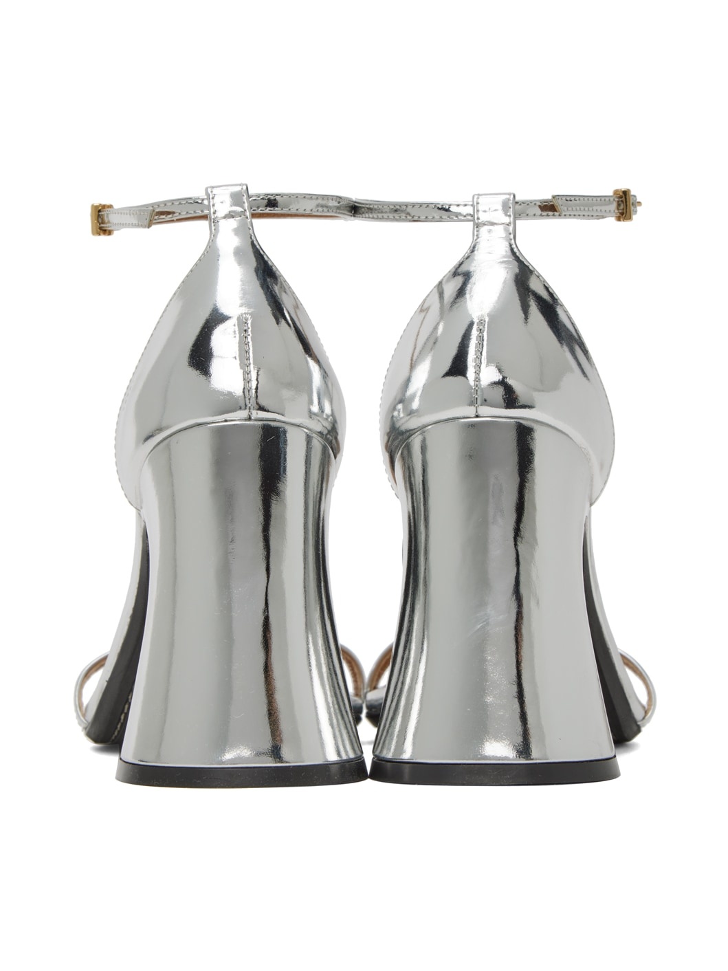 Silver Block Heel Sandals - 2