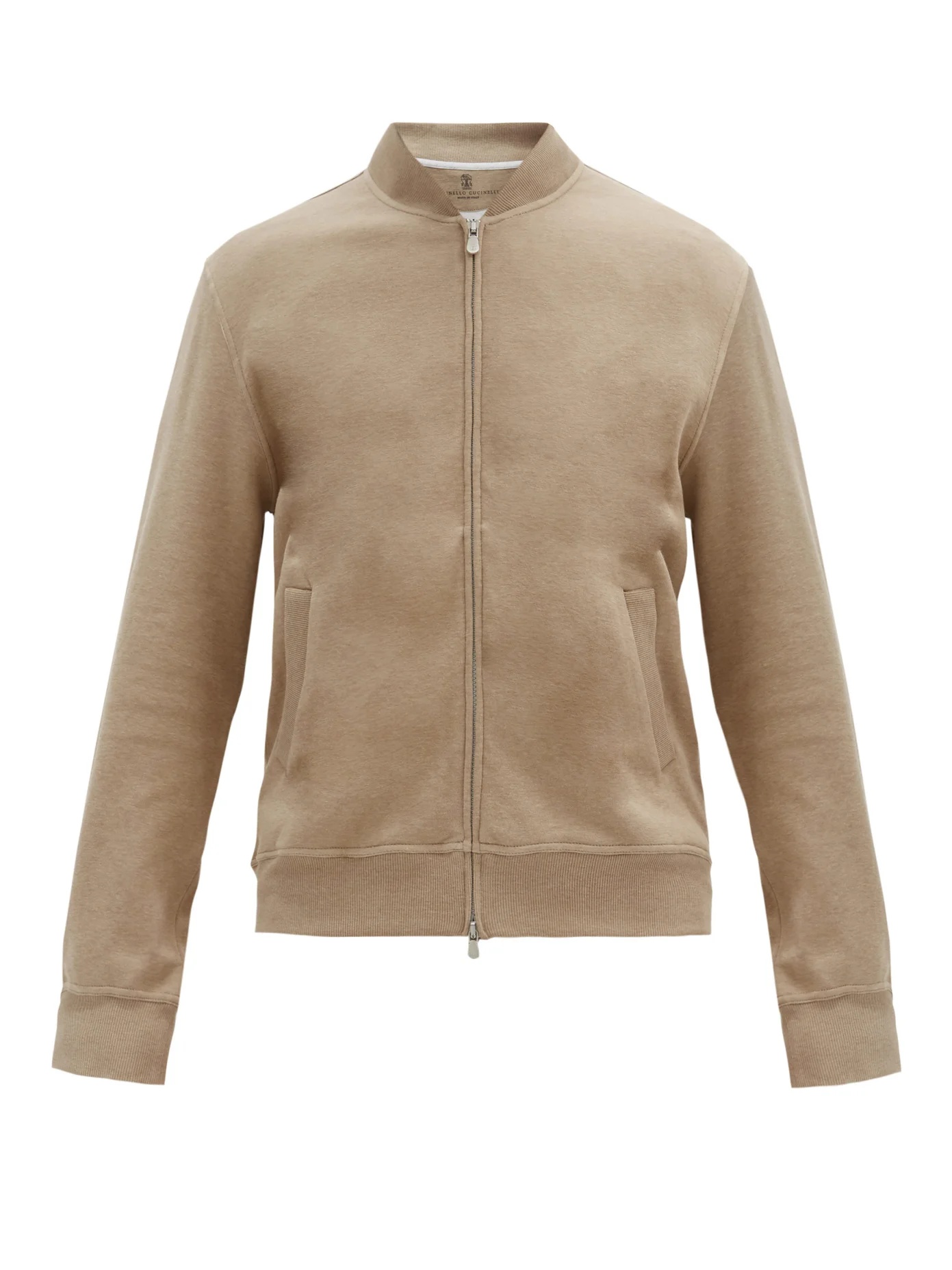 Ribbed-edge cotton-blend track jacket - 1