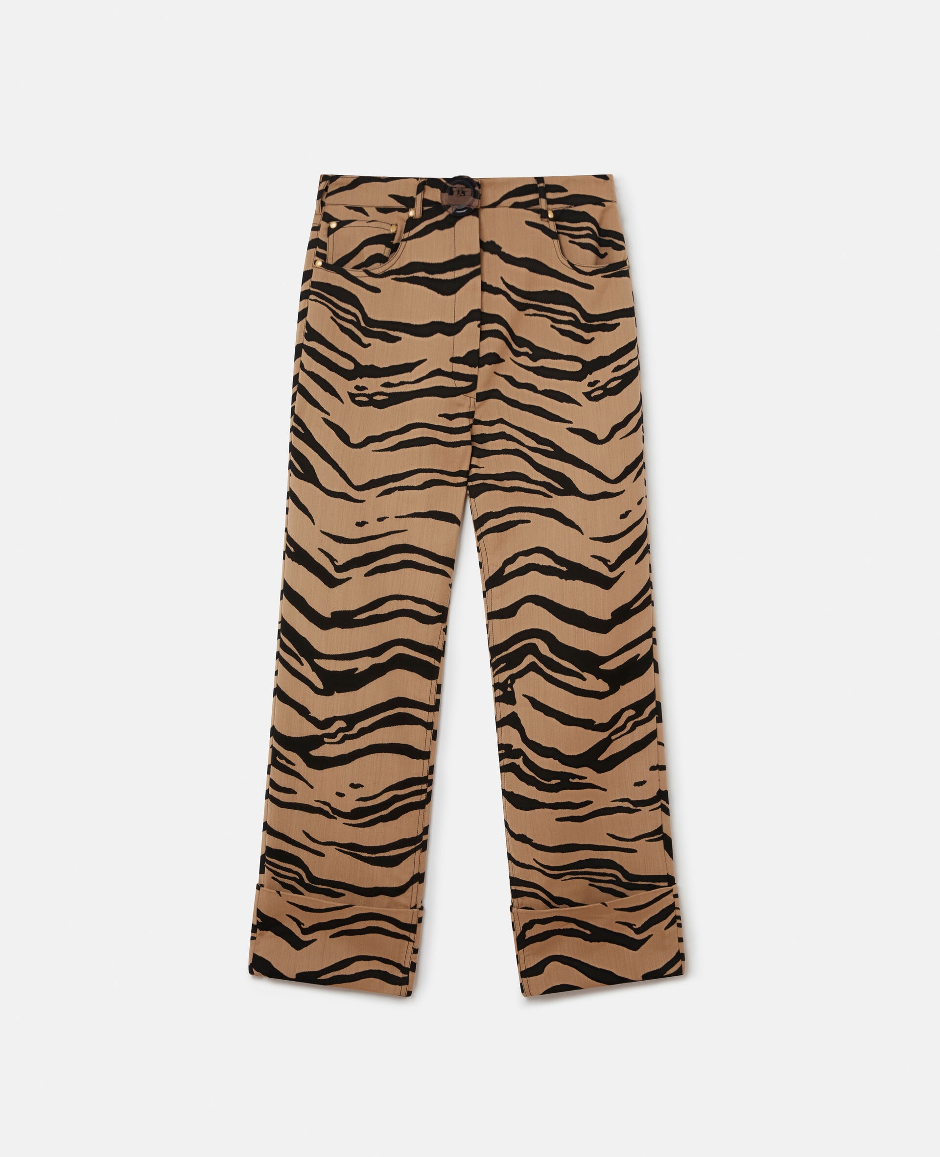 Tiger Print Cropped Jacquard Trousers - 1