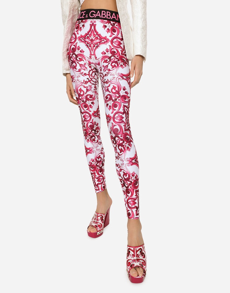 Majolica-print jersey leggings - 4