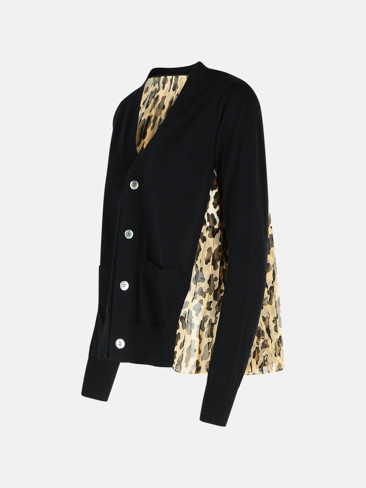 BLACK COTTON BLEND CARDIGAN - 2