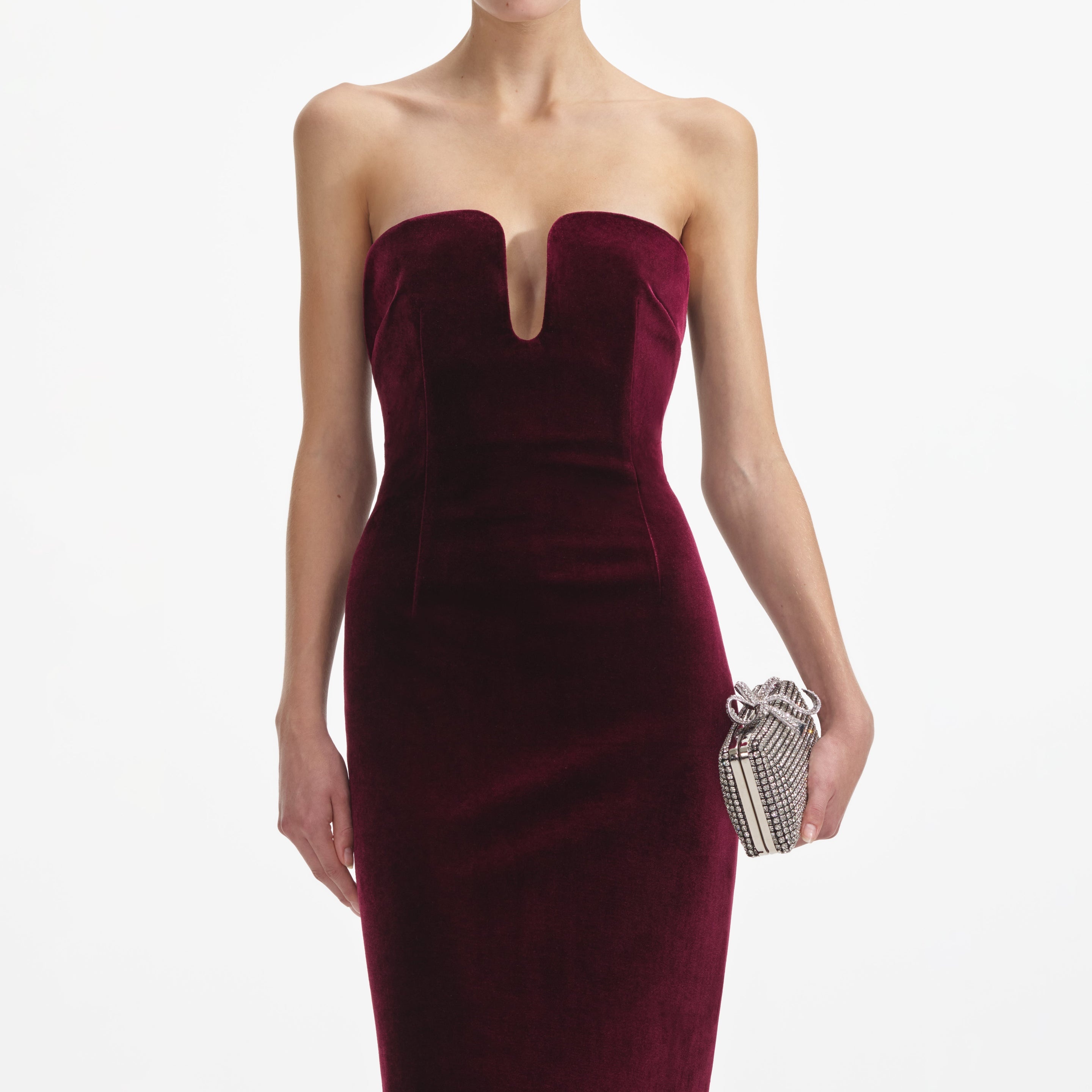 Bordeaux Velvet Midi Dress - 4