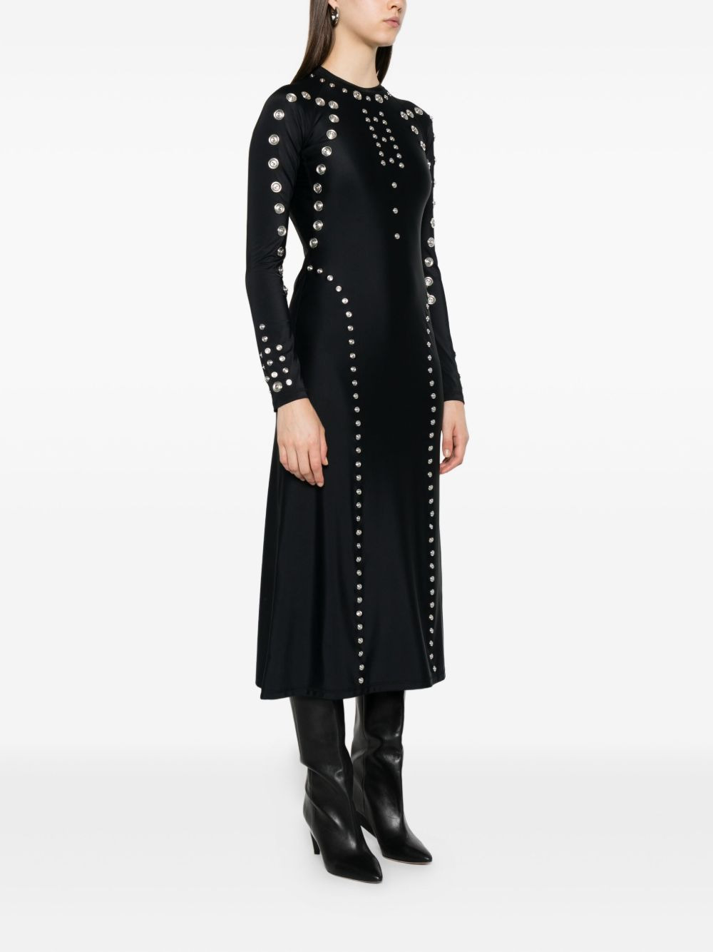 metallic-embellished long-sleeve dress - 3