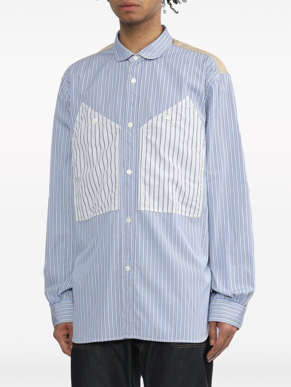 panelled cotton shirt - 3