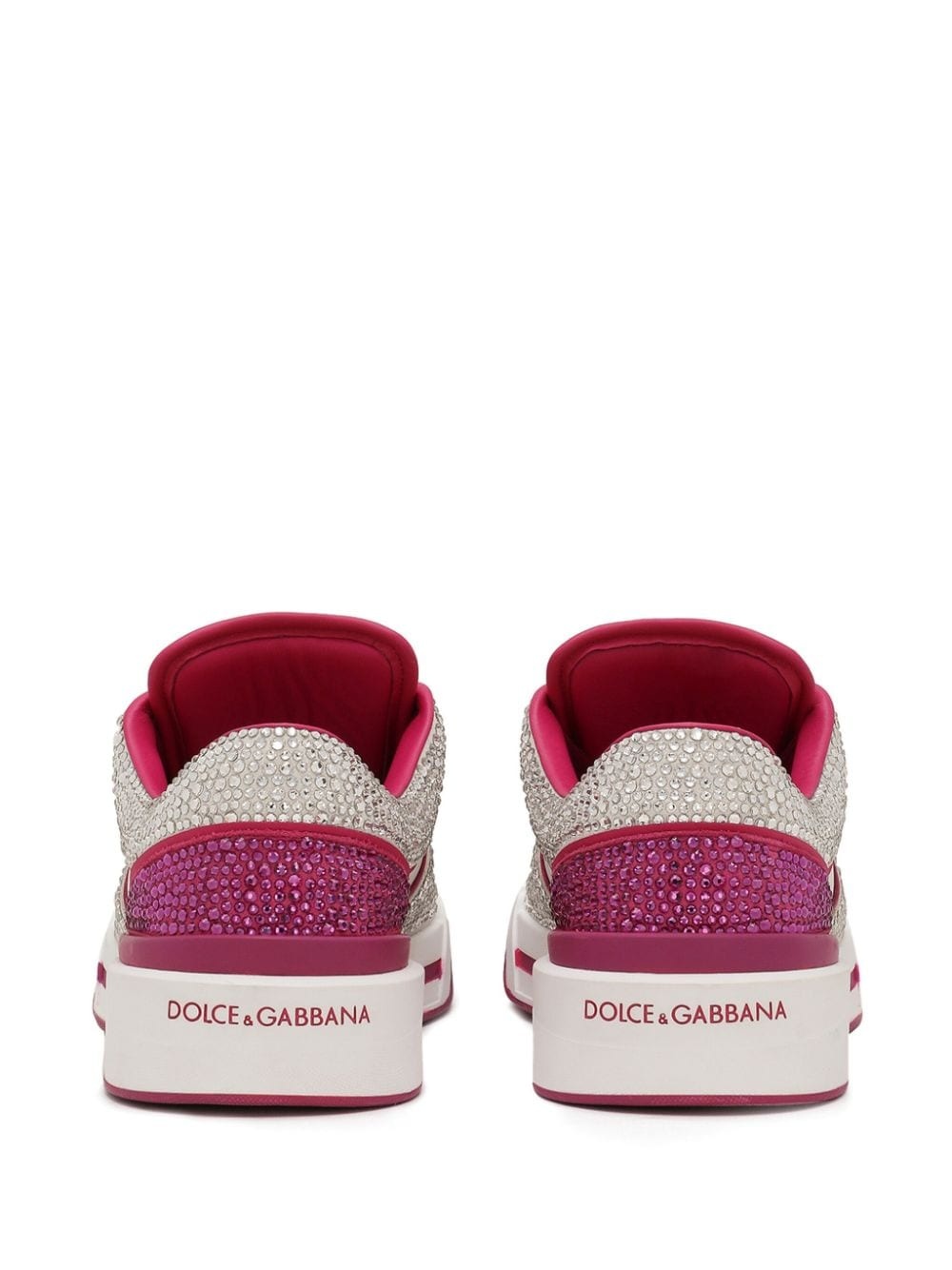 crystal-embellished leather sneakers - 3