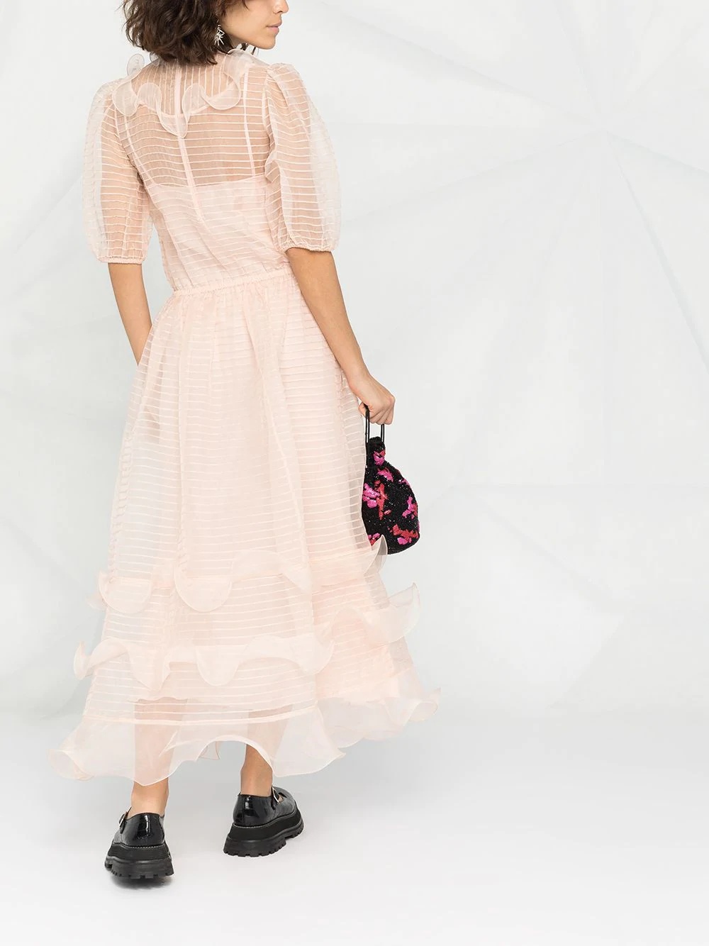 ruffled sheer striped dress - 6