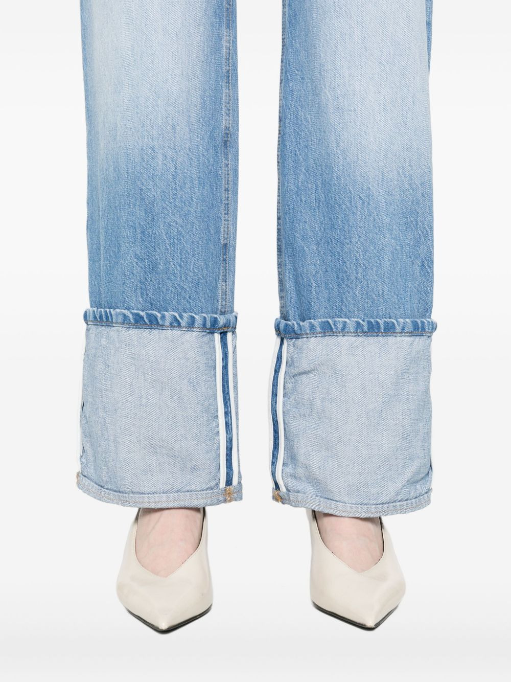 cuffed belted-waistband denim jeans - 5