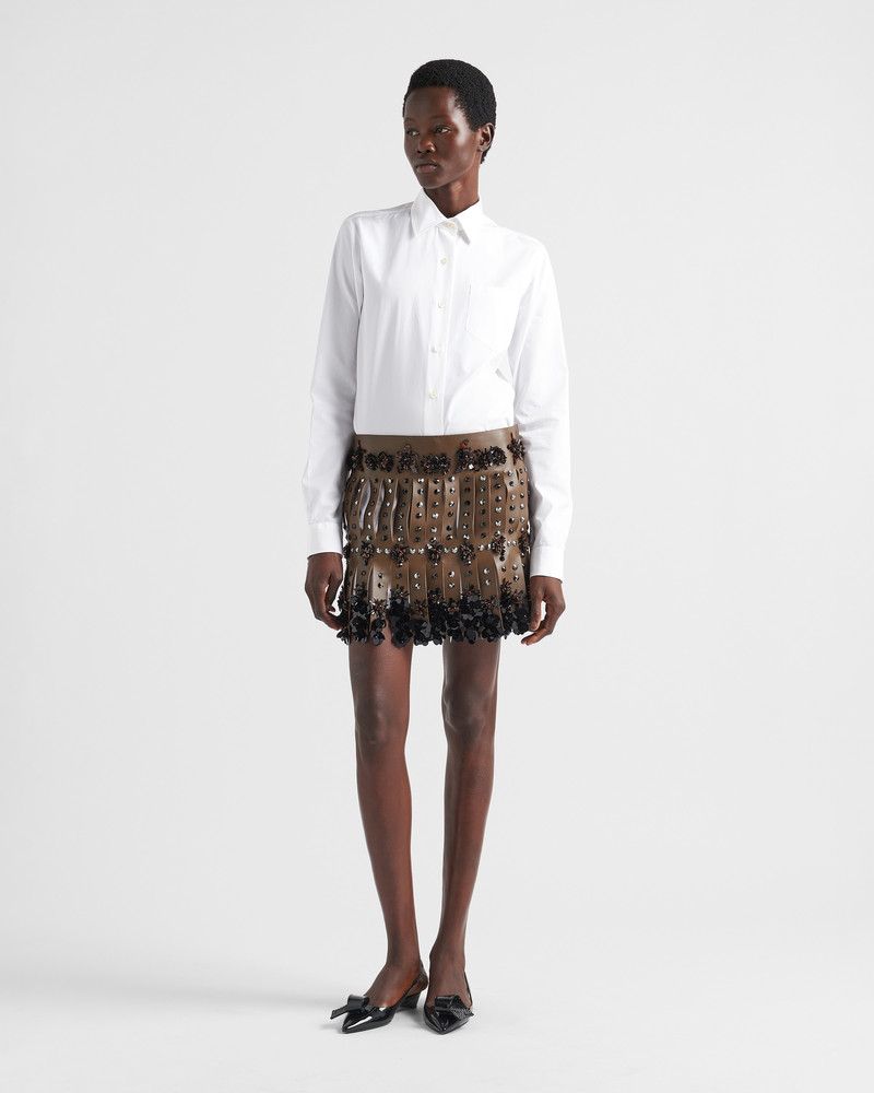 Prada Embroidered nappa leather miniskirt outlook
