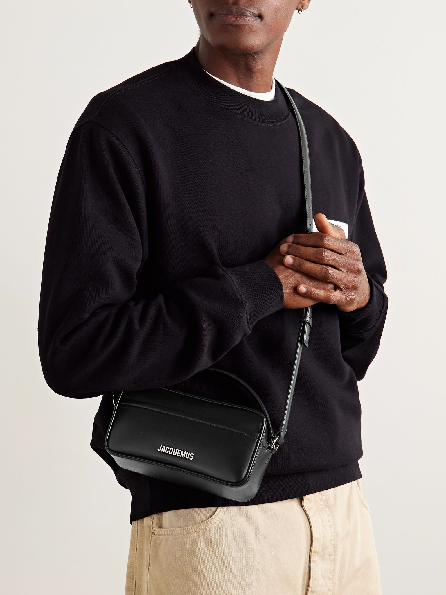 Le Baneto Leather Messenger Bag Black - 6