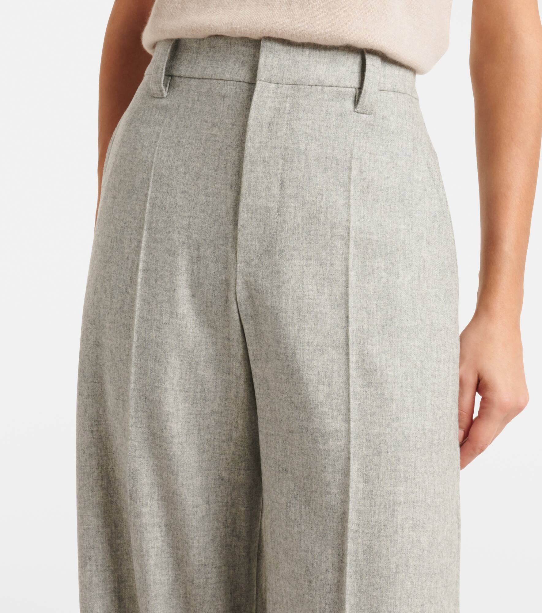 Wool and cashmere flannel wide-leg pants - 4