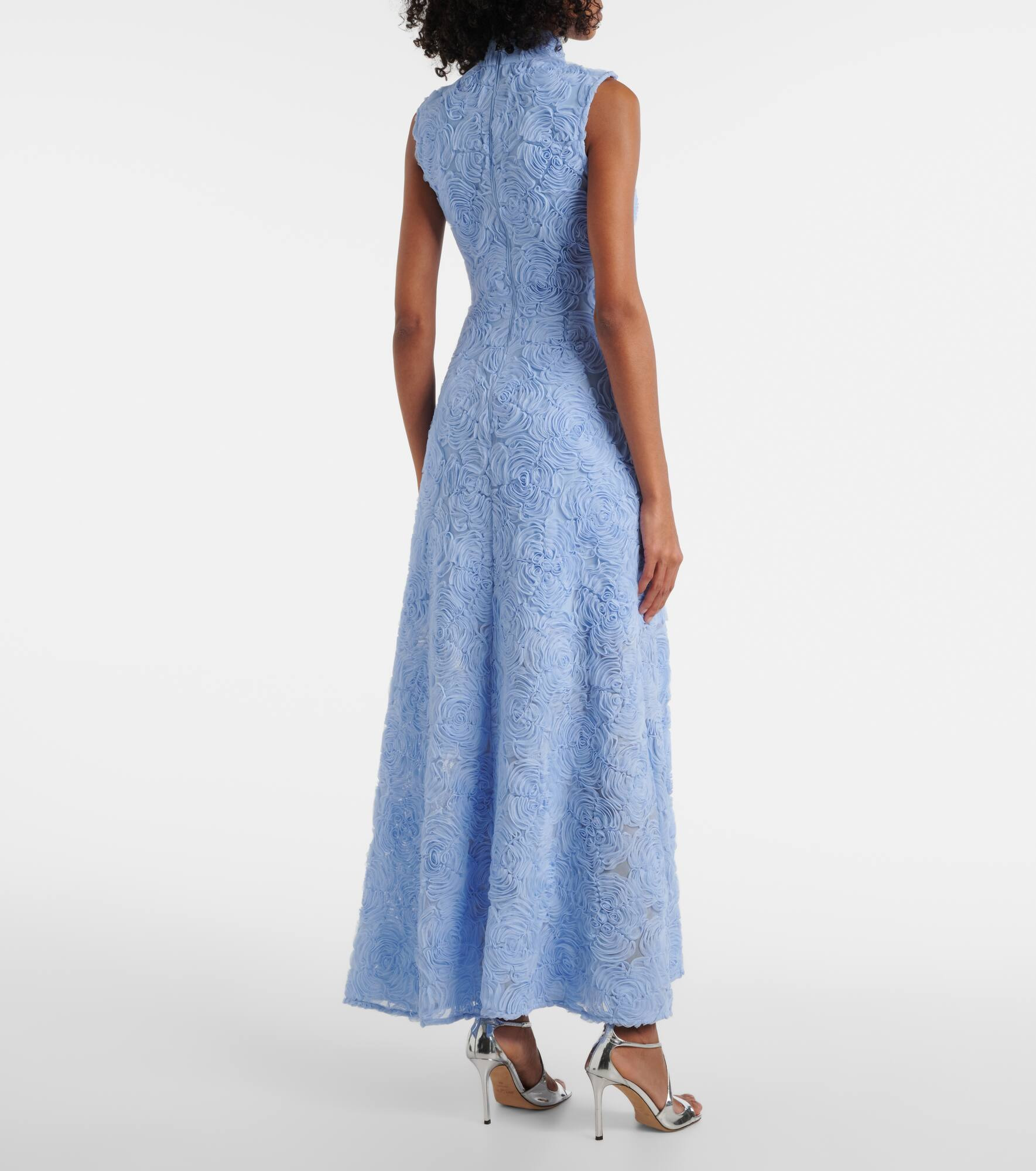 Floral embroidered mesh maxi dress - 3