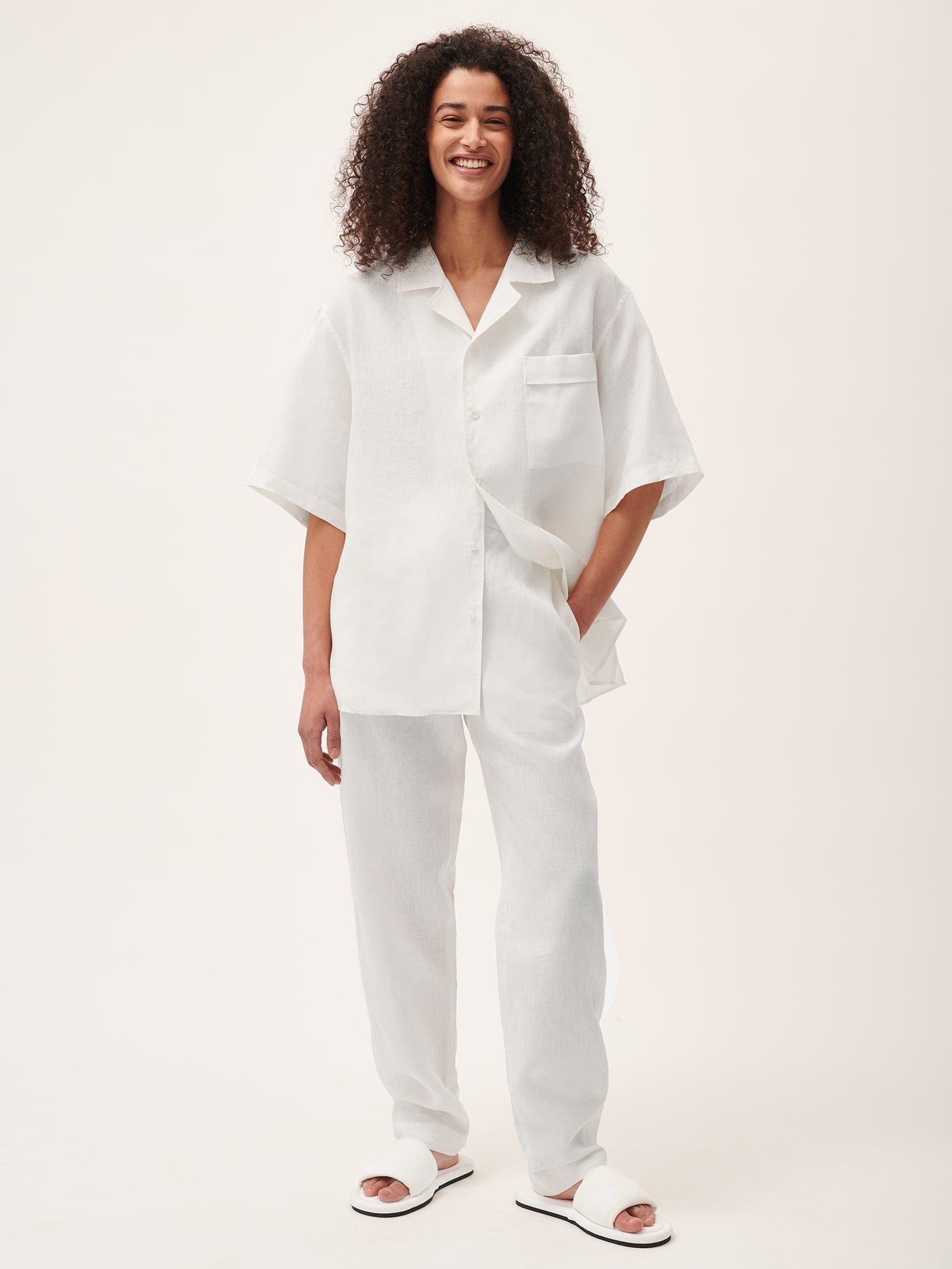 Women's DNA Aloe Linen Trousers - Off-White - 2