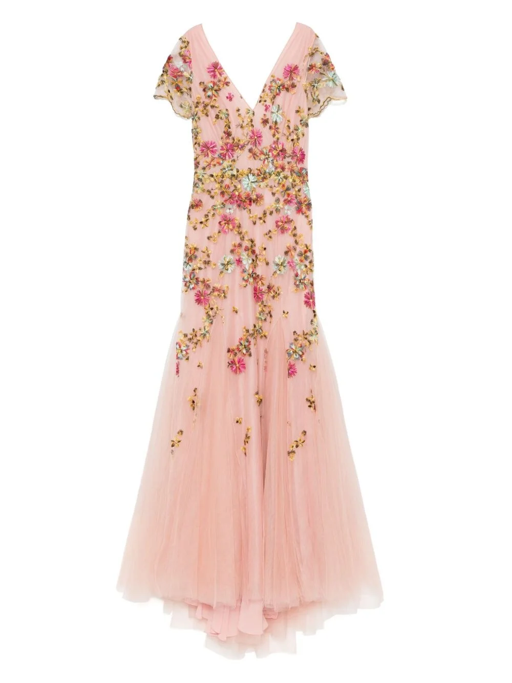 embroidered tulle midi dress - 1