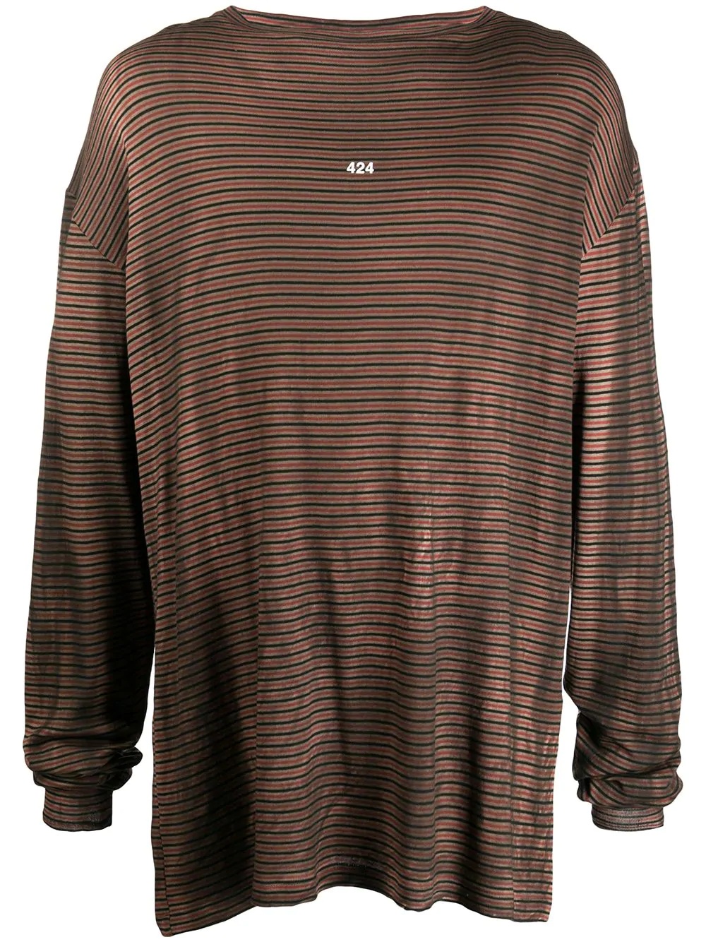 striped long-sleeve logo T-shirt - 1