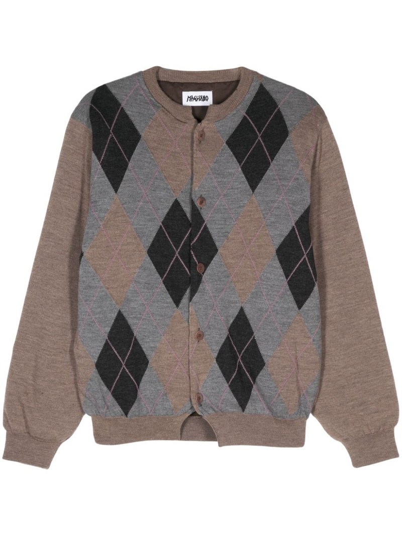 argyle-intarsia cardigan 1