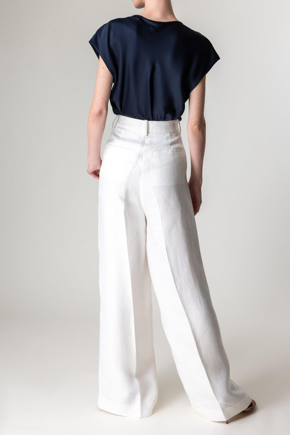 Cowl Neck Cap Sleeve Blouse - Coastal Blue - 4