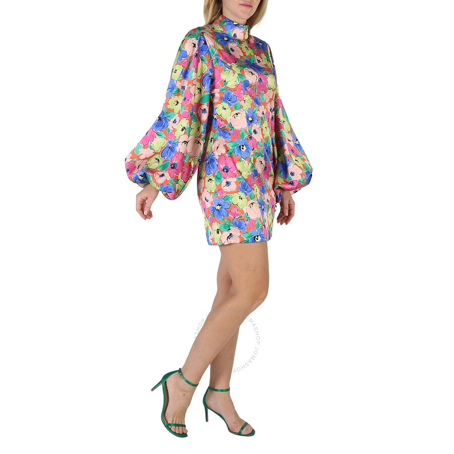 Rotate Ladies Necatrine Comb Floral Print Puff-Sleeve Dress - 4