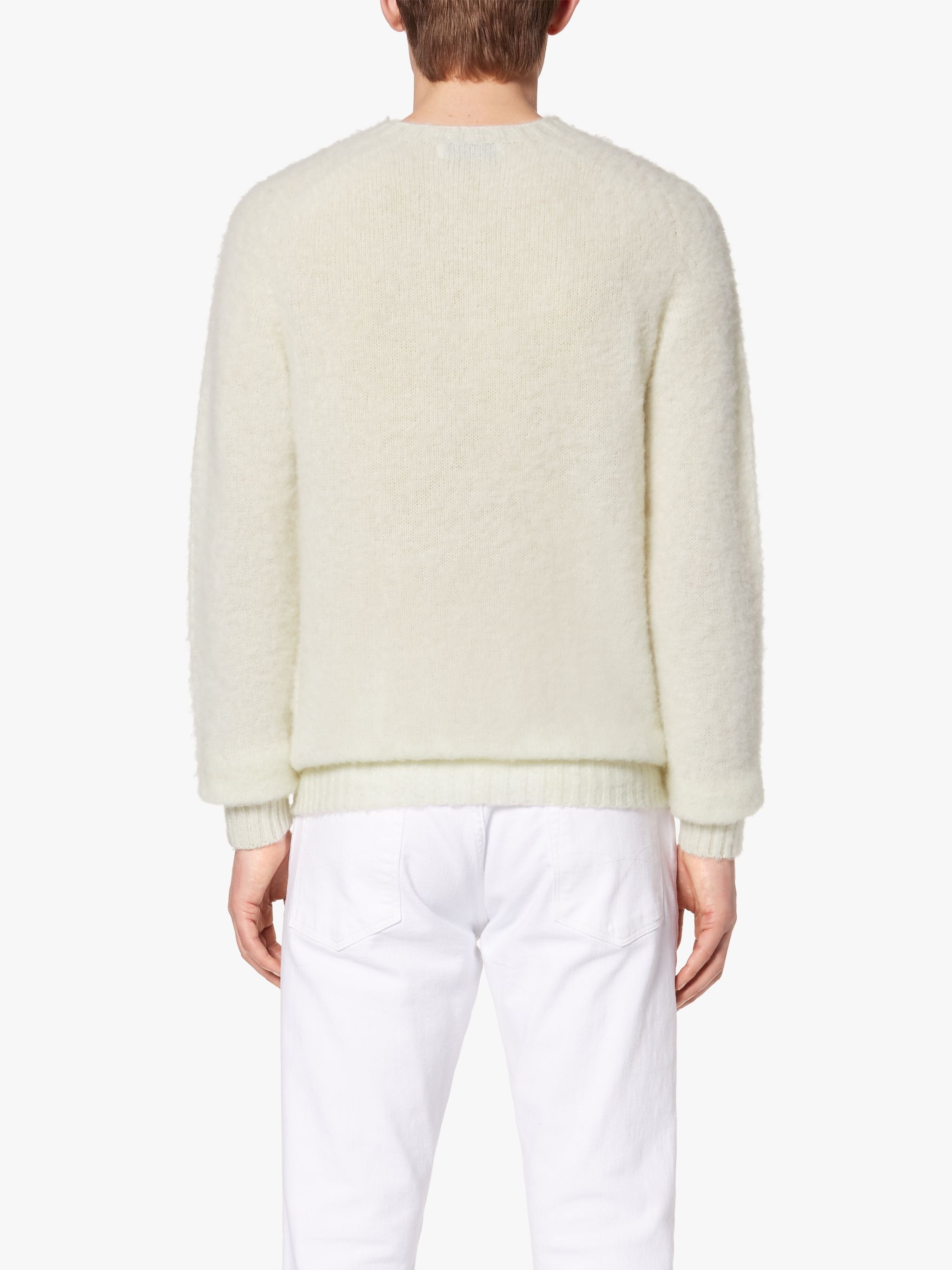 HUTCHINS WHITE WOOL CREW NECK SWEATER - 4