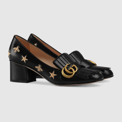 GUCCI Embroidered leather mid-heel pump outlook