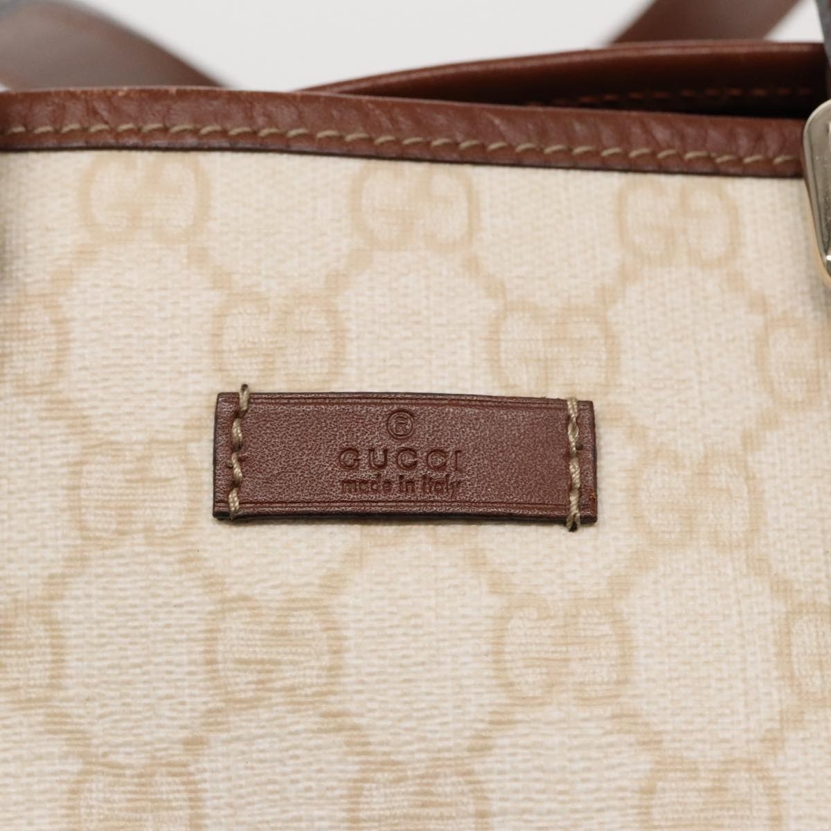 GUCCI GG Supreme Tote Bag Pvc Leather Gold White - 15
