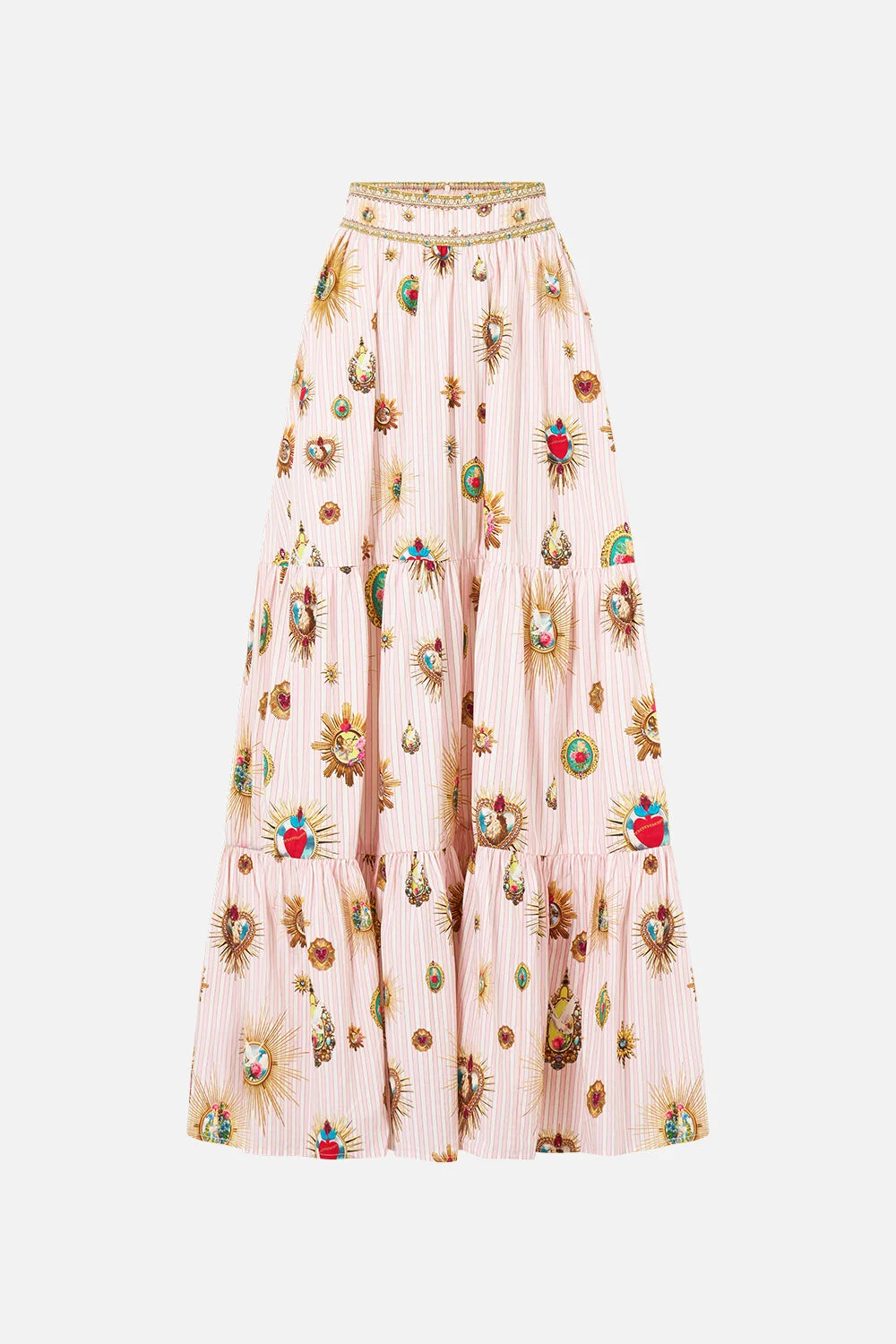 HIGH WAISTED TIERED SKIRT PAINTED PRAYERS - 1